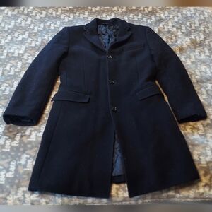 J.Crew Men’s Wool Blend Navy Topcoat 36R Timeless Winter Overcoat